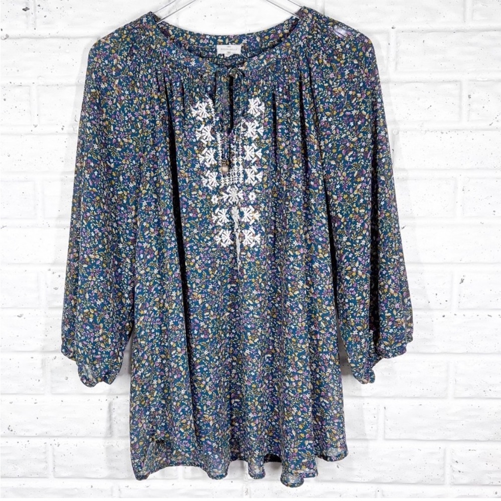 Mason & Belle Bobby Embroidered tie Detail Top-1X